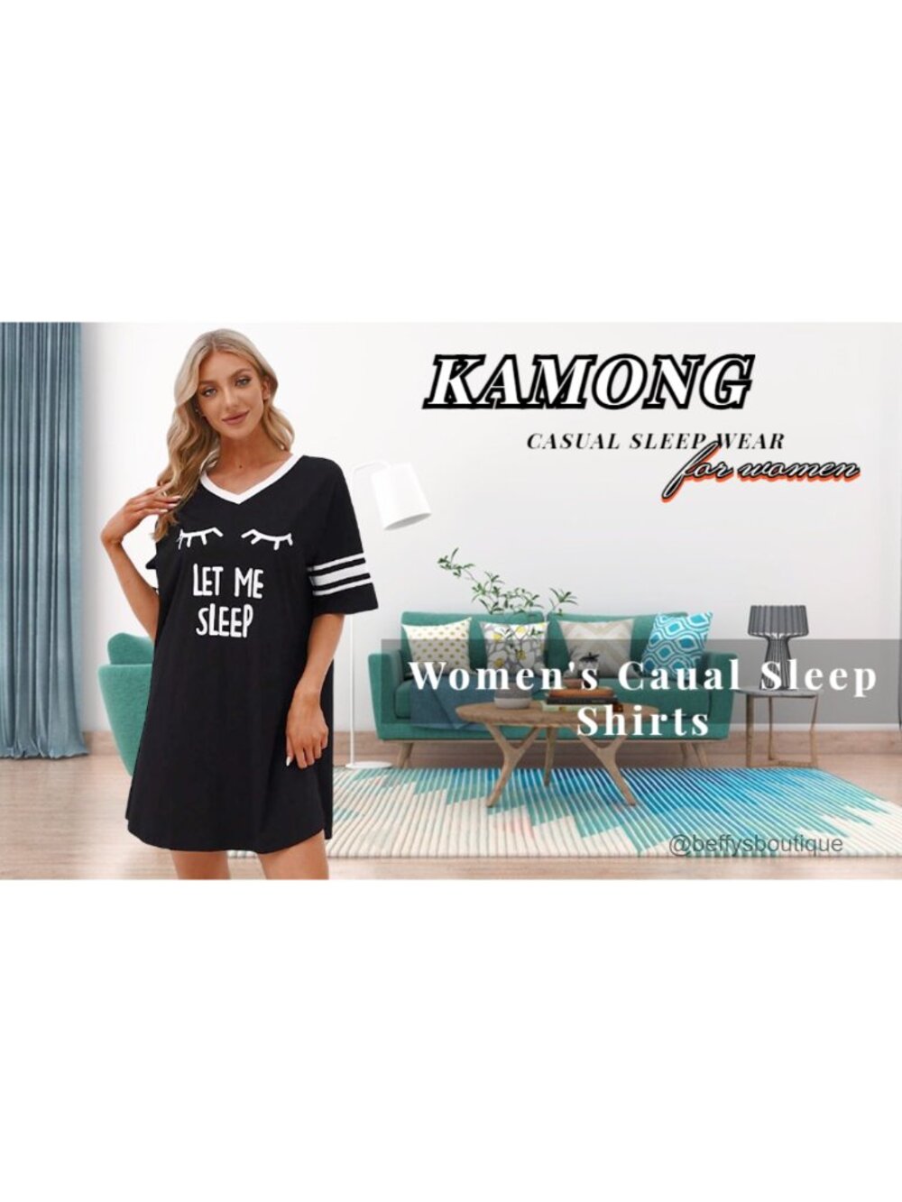 Women's Cotton Modal Sleep Shirt Short Sleeve V-Neck Nightgown - Picture 6 of 6